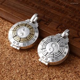Pendant Necklaces 925 Sterling Silver Charm Vintage Chinese Style Eight Diagrams For Men And Women Personality Receive Rotatable