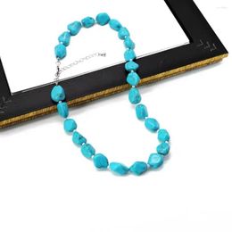 Choker Bohemian Blue Turquoises Stone Beads Strand Pendant Necklace For Women Charms Jewellery Beach Outfits Collares Party 45cm