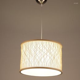 Pendant Lamps Modern Asia Style Bamboo E27 Handmade Wooden Lamp Natural Chandelier For Kithcen El Project Lighting