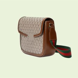 Fashion Women's Shoulder bag canvas Gold hardware Brown leather classic crossbody bags trim PVC Italy Red Green fabric New size 30-21-7.5 CM