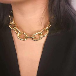 Choker Punk Simple Fashion Hip Hop Metal Necklace Neckline Statement Large Aluminum Gold Thick Chain Women Jewelry Gifts