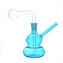 New Design Glass Oil Burner Bong Colourful Gourd Pyrex Thick Smoking Water Pipe 14mm Joint Recycler Ashcatcher Bong with 14mm Joint Glass Oil Burner Pipe