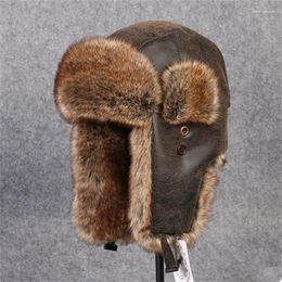 Berets Trendy Ear-Flapped Lei Feng Cap Men Winter Thicken Keep Warm Couple Fashion Earflap Faux Fur Russia Hat