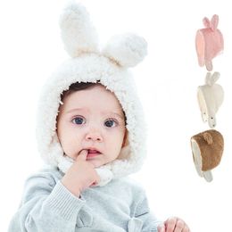 Soft Plush Baby Hat Winter Autumn Ear Protection Bear Ear Bunny Hats For Baby Boy Girl Bonnet Outdoor Warm Kids Beanie Cap