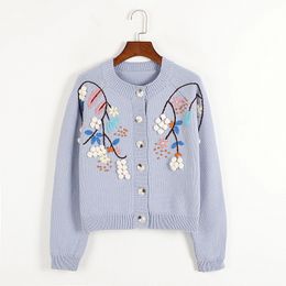 100 2022 Autumn Sweaters Wome's Cardigan Crew Neck White Blue Brand Same Style Women's Sweaters dl