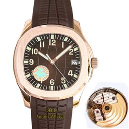 Luxury Mens Watches Watches Cal.324 S C Mechanicaal Automatic Movement Watch 904L Steel Rose Gold Case Brown Rubber Band Sapphire Glass 100M WaterProof Montre de luxe