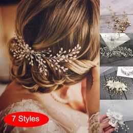 Headpieces 1 Pc Trendy Crystal Hand Woven Fabric Flower Rice Bead Hair Comb Mori Super Fairy Insert Accessory