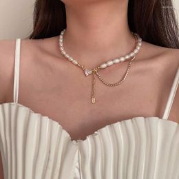 Choker French Baroque Irregular Natural Fresh Water Pearl Necklace Cubic Zirconia Heart Pendant Wedding Jewellery Collares De Moda