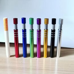 One Hitter Bats 82mm Spring Smoking Pipe Cigarette Tobacco Herb Aluminum Dugout Snuff Snorter Holder Accessories VS glass OG tube ceramic pipes