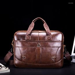 Briefcases Men's Genuine Leather Business Briefcase High Quality Handbag Casual Shoulder Messenger Bag Large Capacity Laptop