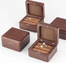 Jewellery Box Creative Wooden Ring Earring Pendant Storage Black Walnut Earring Case Solid Wood Boxes LLFA