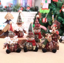 Christmas Decorations Tree Hanging Pendant Ornament Cartoon Doll Snowflake Plaid S Decoration Xmas Ornaments Gift SN