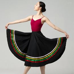 Stage Wear Black Flamenco Skirt Women Girls 360 Degree Spanish Gypsy Skirts Belly Dancewear Performance Costume Long DL9616