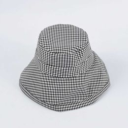 Beanie/Skull Caps Fashion Wide Brim Checked Girls Bucket Hat for Women Flodable Sun Beach Visor Hat for Ladies Cotton Outdoor Protection Visor Hat T221020