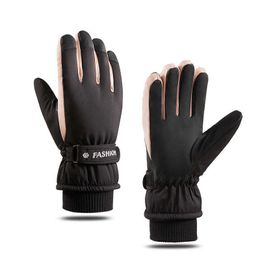 Cycling Gloves Fashion Winter Snowboard Ski Gloves PU Leather Non-slip TouchScreen Waterproof Motorcycle Cycling Fleece Warm Snow Gloves Unisex T221019