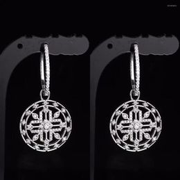 Hoop Earrings Women's Gift Jewellery 925 Sterling Silver Cross Round Pendant Large Compass Mandala Flower