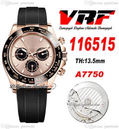 VRF 11651 A7750 Automatic Chronograph Mens Watch 18K Rose Gold 904L Steel Champagne Stcik Dial Oysterflex Strap Rubber Super Edition Same Series Card Puretime M12