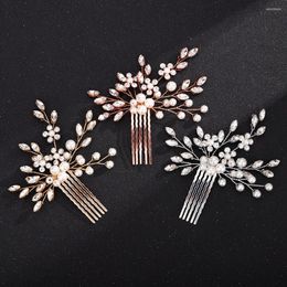 Headpieces Silver Gold Rhinestone Pearl Bridal Hair Piece Jewellery Fashion Handmade Wedding Comb For Women Party Brides Headpiece Tiara