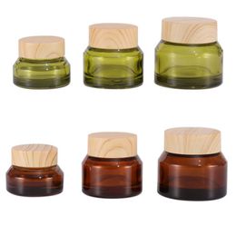 100Pcs/lot 15g 30g empty cosmetic containers bottle Cream Box 50g Sample cream jar wooden line plastic cap