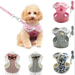 Dog Collars Breathable Mesh Small Pet Harness And Leash Set Puppy Vest For Cat Medium