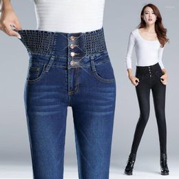 Women's Jeans Woman High Waist Skintight Pencil Female Vintage Slim Legging Ladies Button Up Skinny Denim Cowboy Pant Trouser G562