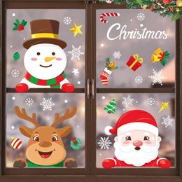 Christmas Decorations Glass Sticker Merry Santa Elk Tree Window Wall Decorative Stickers Door Bathroom Kids Room Living Decor