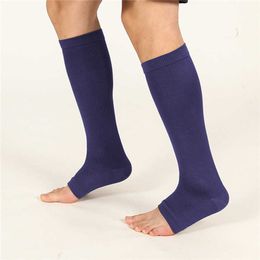 Sports Socks 2Pcs/Pack Compression Stockings Knee High Open Toe Support Stockings Sports Socks For Men Women T221019