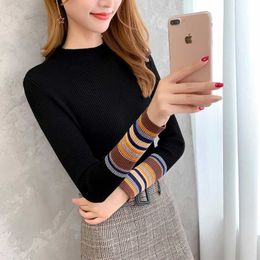 Women's Sweaters short black tight long-sleeved brim of new fund of autumn winters is knitting render unlined upper garment T221019