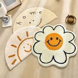 Japanese Semicircle Cartoon Floor Mat Bathroom Absorbent Household Toilet Mouth Non-Slip Mat Bedroom Carpet Cute Room D