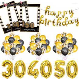 Decorazione per feste 30 40 50 60 Anniversario Palloncini Decorazioni per buon compleanno Palloncino in oro nero per adulti 30 ° 40 ° 50 ° anni Pobooth Puntelli