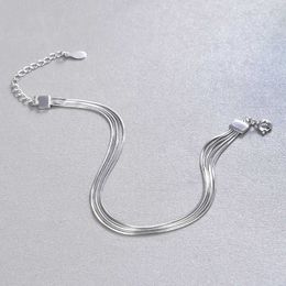 New Silver Bracelet 925 Five Snake Chain Soft Silver Bracelets Ladies Fashion Engagement Wedding Jewellery 022