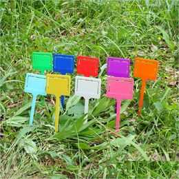 Garden Decorations Plants Tags Marker Mini Plastic Labels Classification Card Insertion Tag Gardening Simplicity Colorf Plant Waterp Dhkig