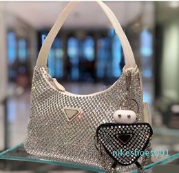 Evening Bags Women Mini Nylon Handbags Full Water Drill Pendant Fashion Crossbody Shoulder Bags