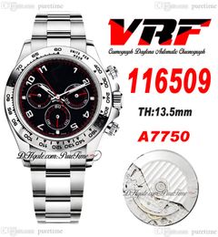 VRF 11652 A7750 Automatic Chronograph Mens Watch Tachymeter Bezel Black Red Number Dial Stainless Steel Bracelet Super Edition Same Series Card Puretime H8