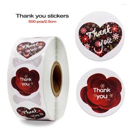 Gift Wrap 500pcs Round Thank You Sticker Red Flowers For Business Packing Envelope Seal Labels Wedding Party Decor Stationery DIY Stickers