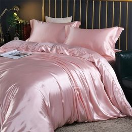 High Quality Mulberry Silk Bedding Set Satin High-end Satins Luxury Bedding Sets 4 Pcs Solid Color Silk Cotton Duvet Cover Bed Set