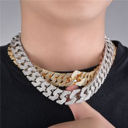 16mm 16-24inch Bling CZ Cuban Gold Plated Chain Necklace Links Fashion Hip Hop Jewelry For Men Women