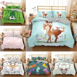 Homesky Cartoon Deer Girl Boy Kid Bed Cover Set Duvet Cover Adult Child Bed set And Pillowcases Comforter Bedding Set Bed Cover