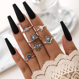 Fishtail Flower Diamond Ring Set Geometrically Irregular Triangle Six Piece Ring Set