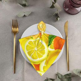 Table Napkin Napkins Lemons Oranges Polyester Reusable For Christmas Thanksgiving Dinners Weddings Cocktail Parties 50cm