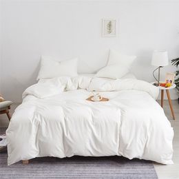 Duvet Cover White Comforter King Size Solid Color Quilt Cover 240x260 High Quality Skin Friendly Fabric Bedding Cover