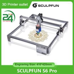 Printers SCULPFUN S6 Pro 60W CNC Laser Engraver 410x420mm CO2 Effect LD FAC Spot Compression Engraving Cutting Fixed-focus