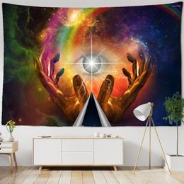 Tapestries Hand Hearts Eye Tapestry Wall Hanging Hippie Tapiz Art Dorm Boho Background Fabric Home Decor