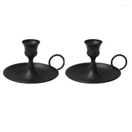 Candle Holders 2PCS Pillar Stand Black Simple Candelabra For Dining Room Home Decoration