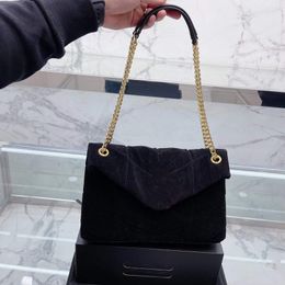 quilted space bag Designer chain bag Luxury one-shoulder crossbody bag abrasive leather metal handbag