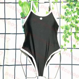 Black One Piece Swimsuit White Letter Logo Womens Bikini Classic Sling Swimwear Beach Bikinis