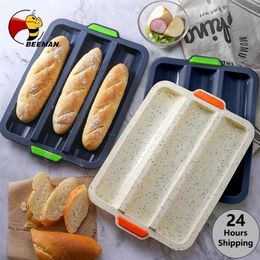 BEEMAN Silicone Cake Mould Rectangle Round Bread Toast Tray Non stick Kitchen Baking Tools 220601