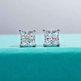 Pendant Necklaces AnuJewe 6 6MM 1.2ct Princess Cut D Colour Moissanite Stud Earrings 925 Sterling Silver For Woman Gifts Wholesale