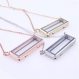 Pendant Necklaces 5Pcs Alloy Plain Rectangle Glass Memory Floating Locket Charm Necklace Keychain For Men Women Gift Jewelry Making Bulk