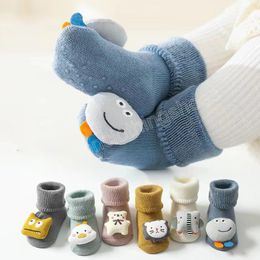 Winter New Soft Thick Warm Terry Baby Socks Cute Cartoon Newborn Boy Girl Socks Non-slip Soled 0-12 Months Toddler Socks